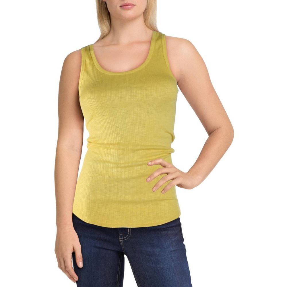 Sundry Long Fitted Racerback Rib Tank Yellow
